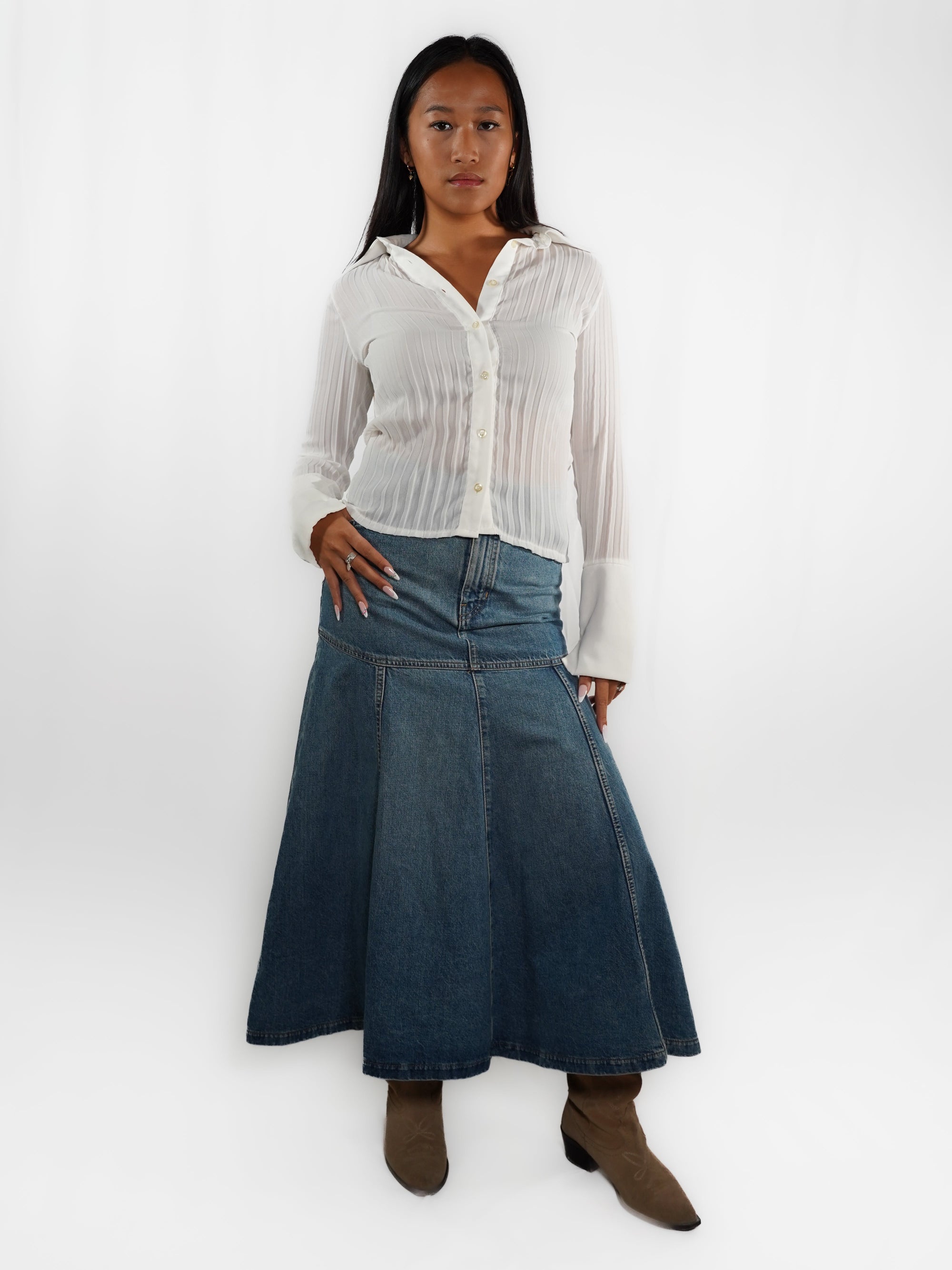 La jupe en jean Massimo Dutti