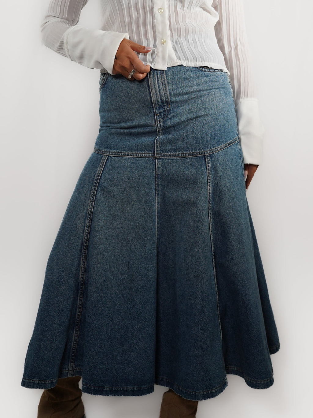 La jupe en jean Massimo Dutti