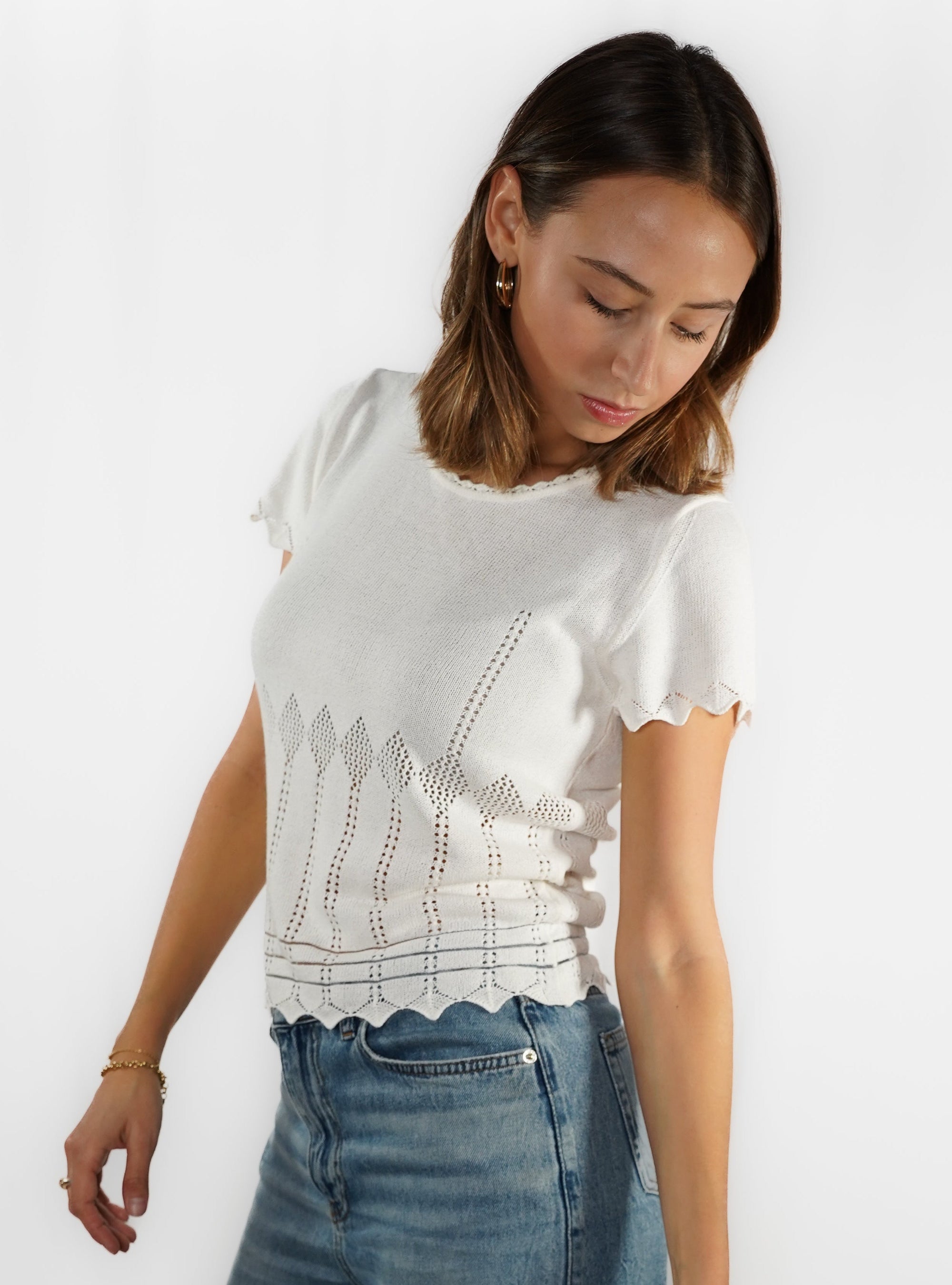 Le top en maille à manches courtes