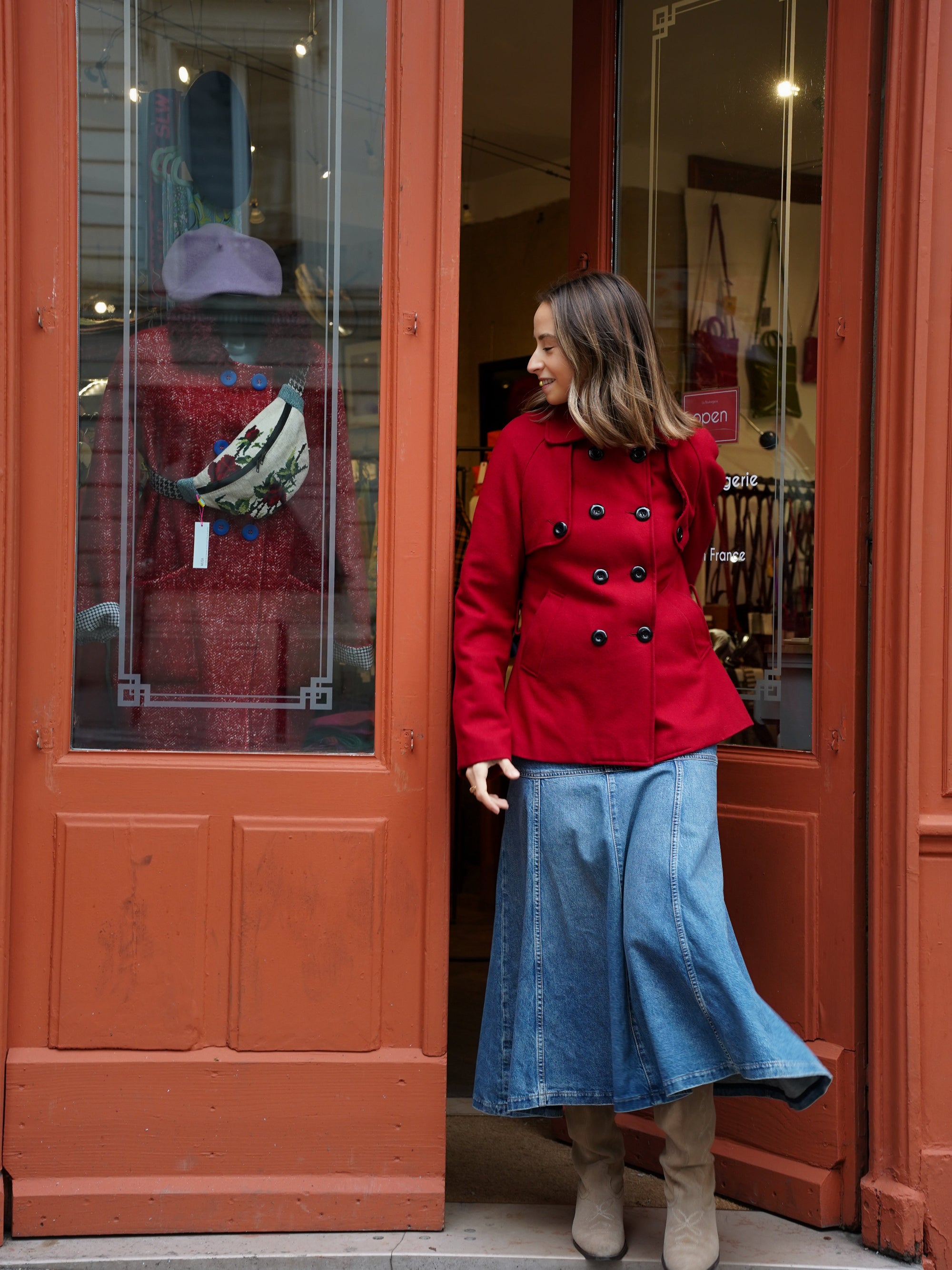 La jupe en jean Massimo Dutti