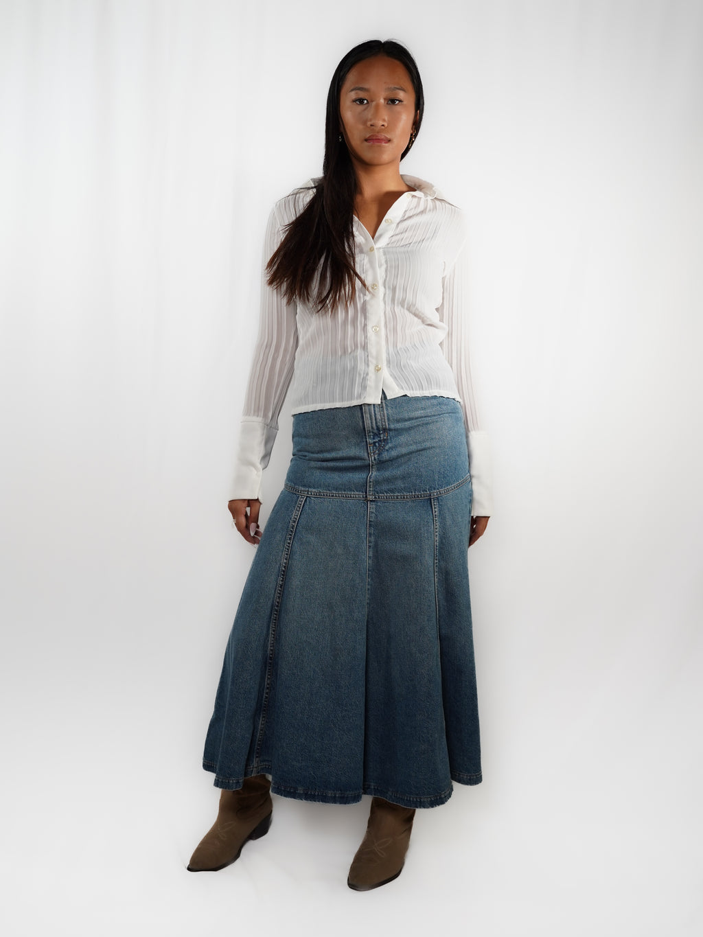 La jupe en jean Massimo Dutti