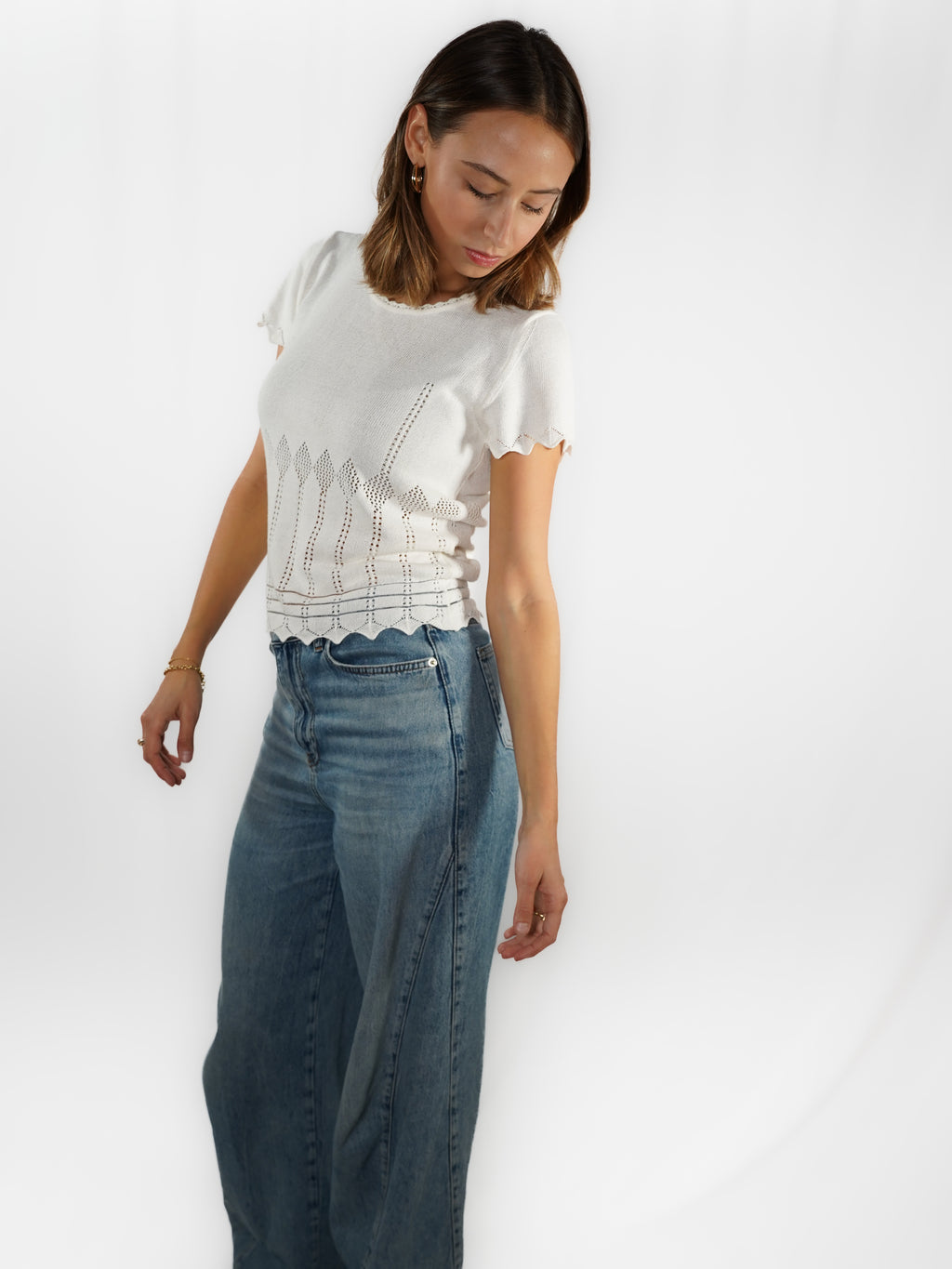 Le top en maille à manches courtes