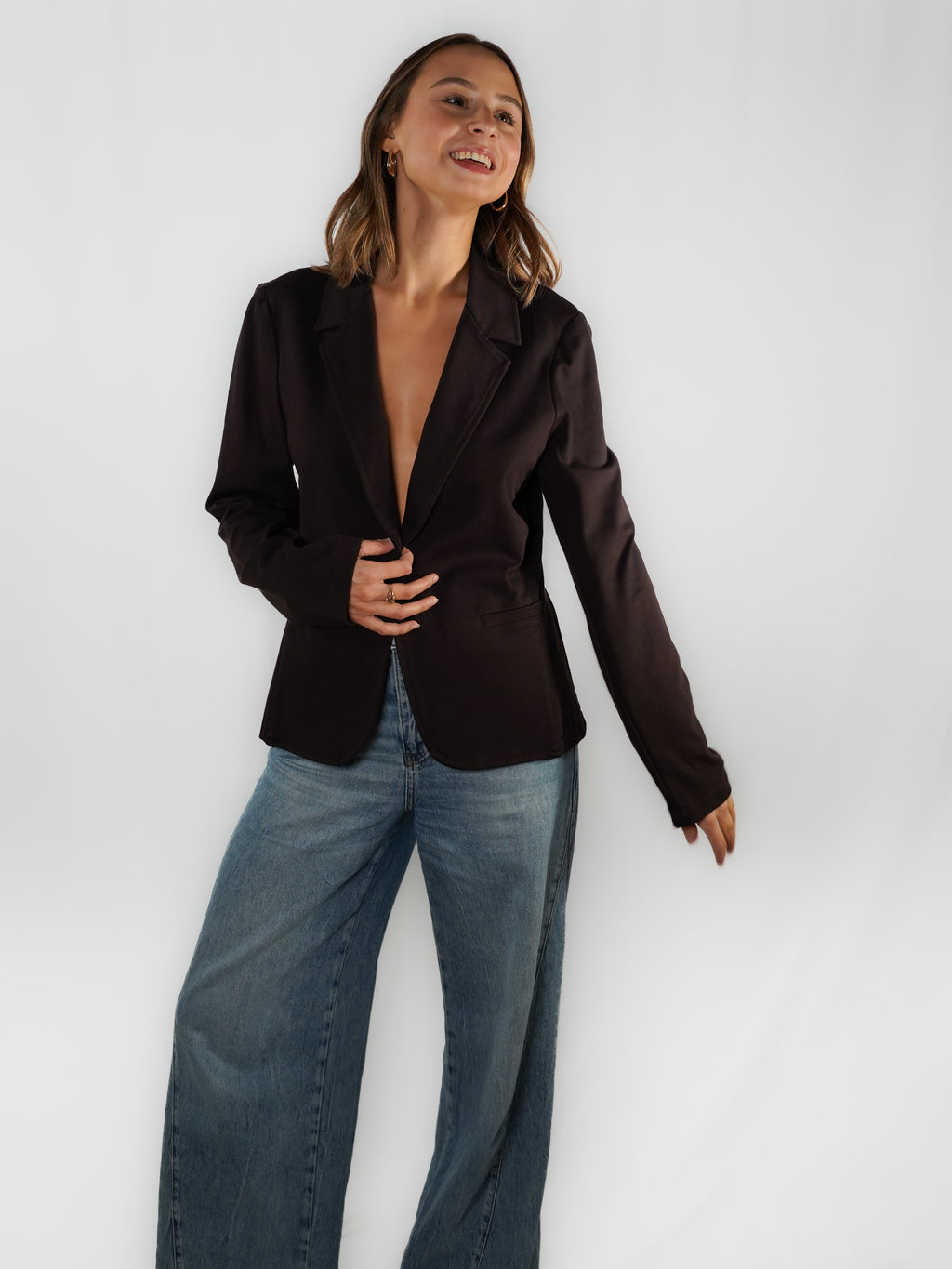 Le blazer marron en coton